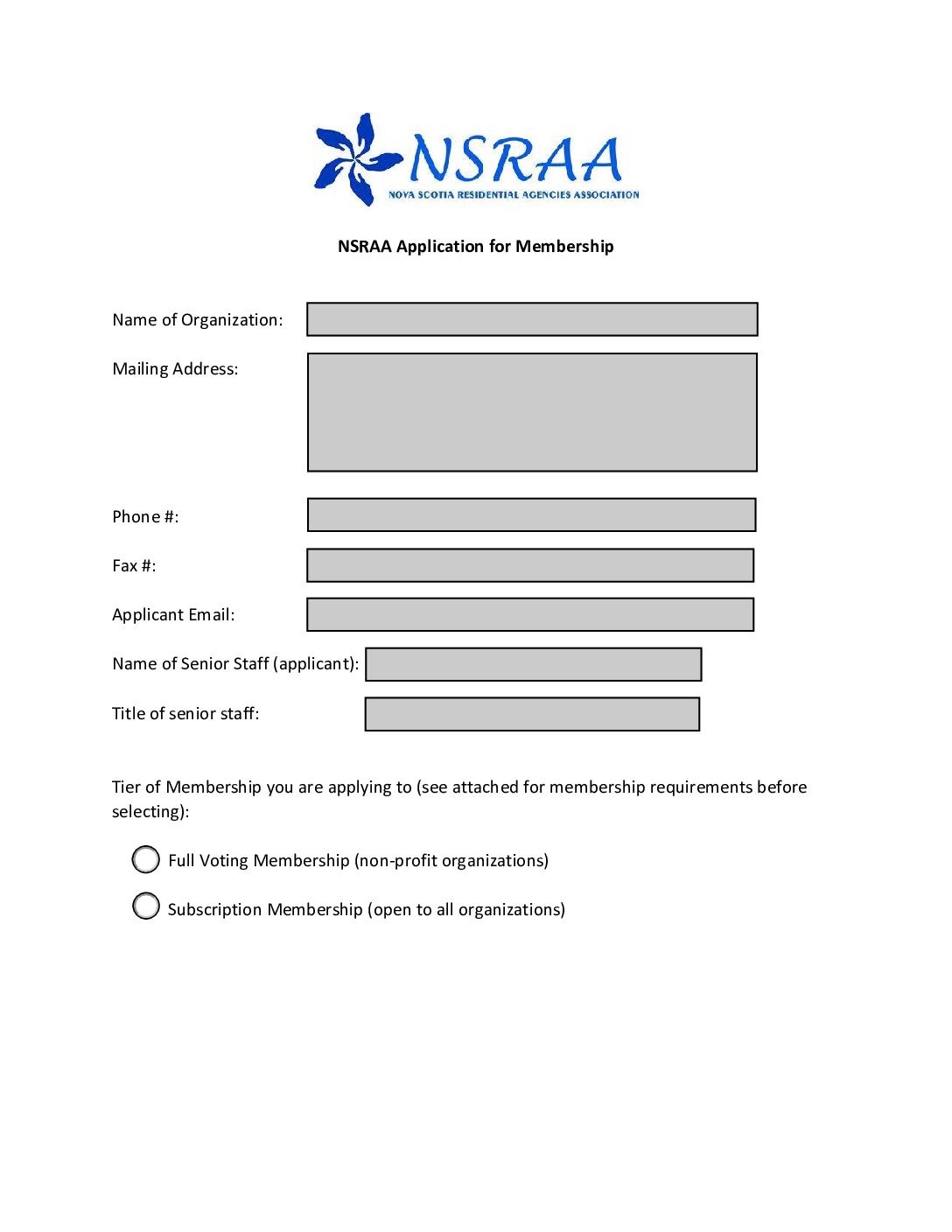 Application Changes – latest fillable